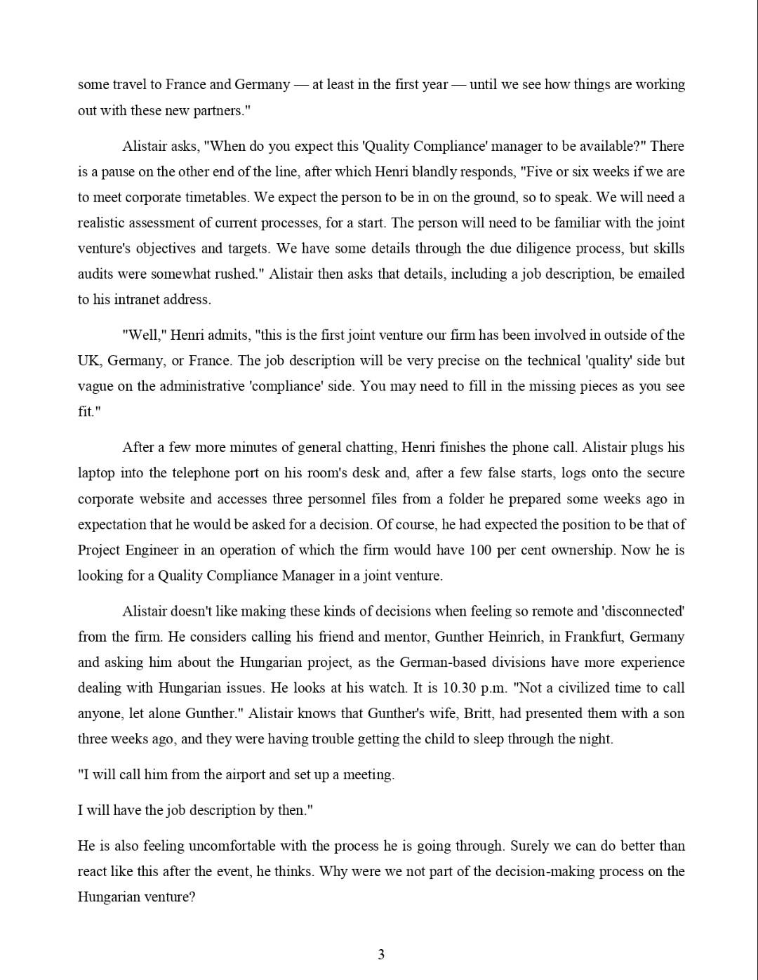 1. Based on the above case study, summarize the