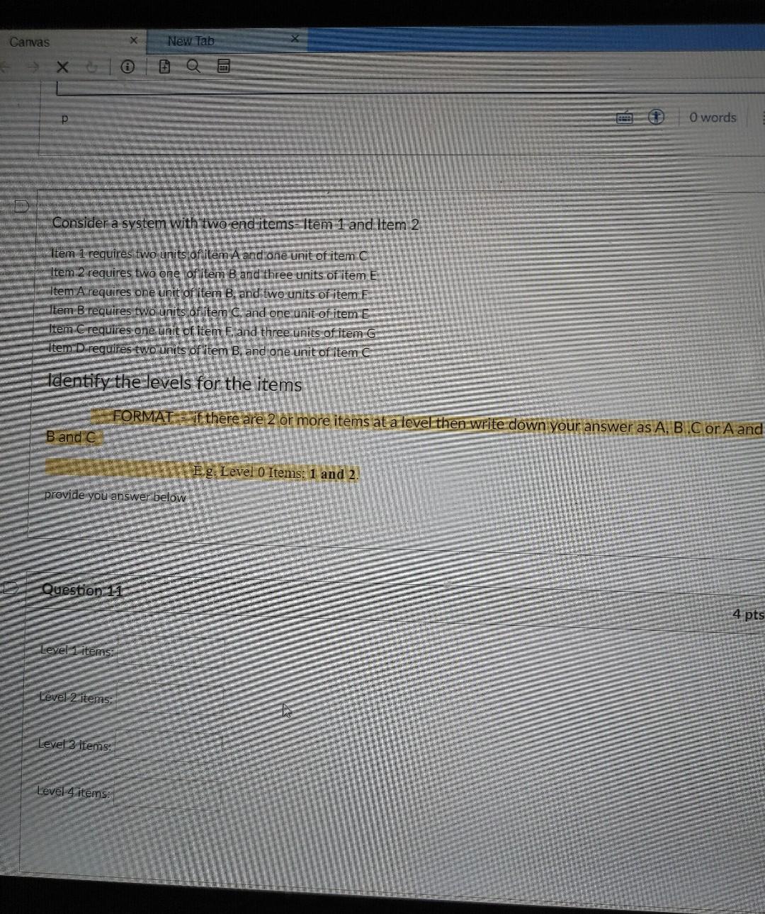consider a system with two ends- item 1 and item