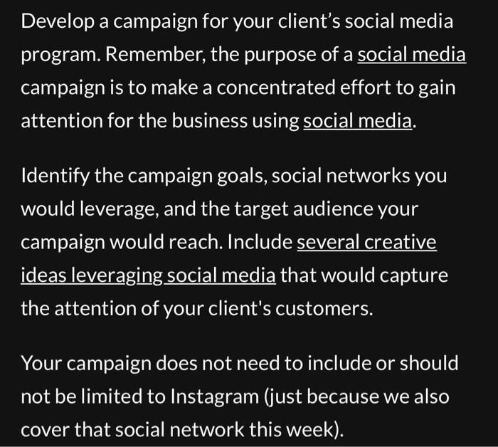 make social media campaign for Nestle as the