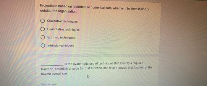 Projections based on historical or numerical