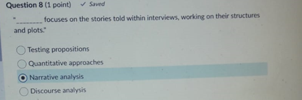 Question 6 (1 point) Saved How should your