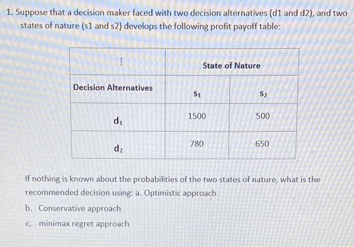 Please do in Word 1. Suppose that a decision