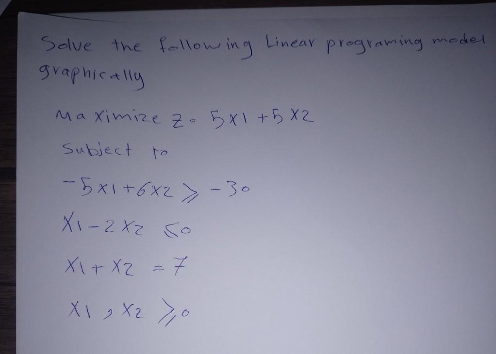 Step by step Solve the following Linear