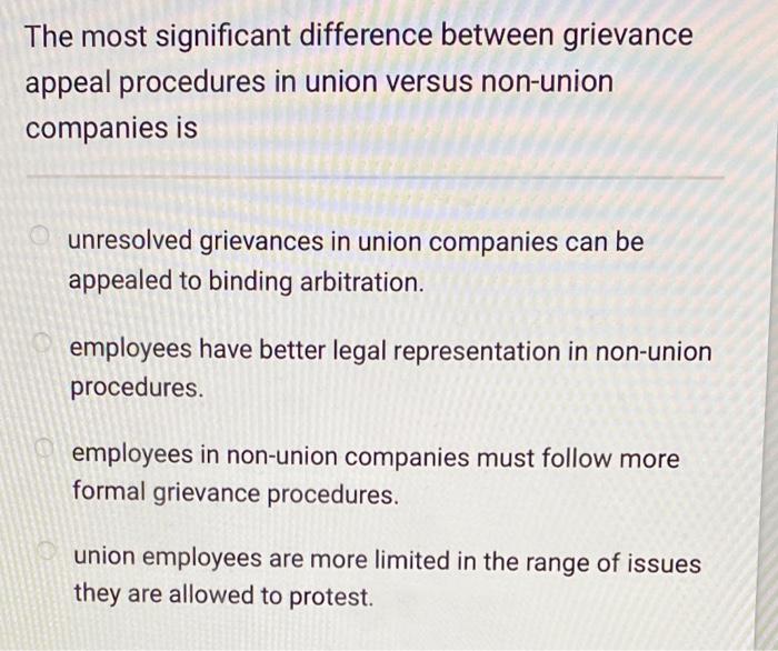 The most significant difference between grievance