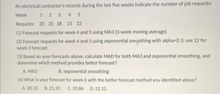 (1), (2), (3), and (4) without using excel please