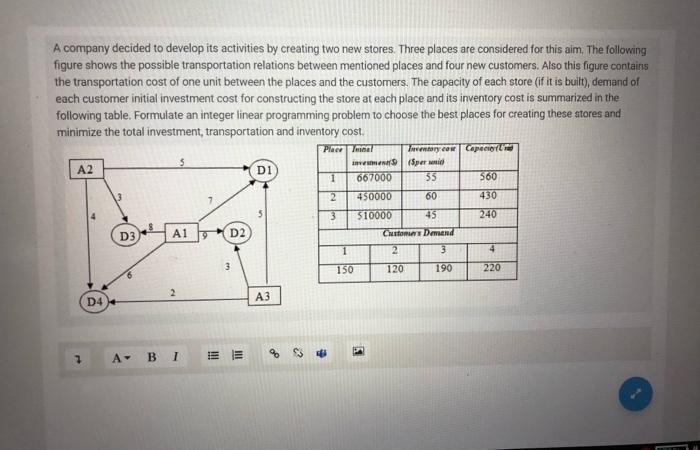 A company decided to develop its activities by