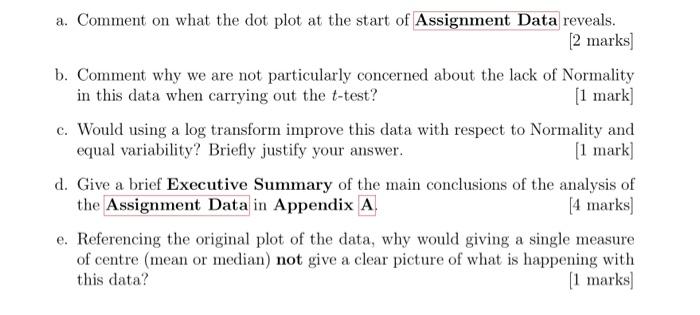 a. Comment on what the dot plot at the start of
