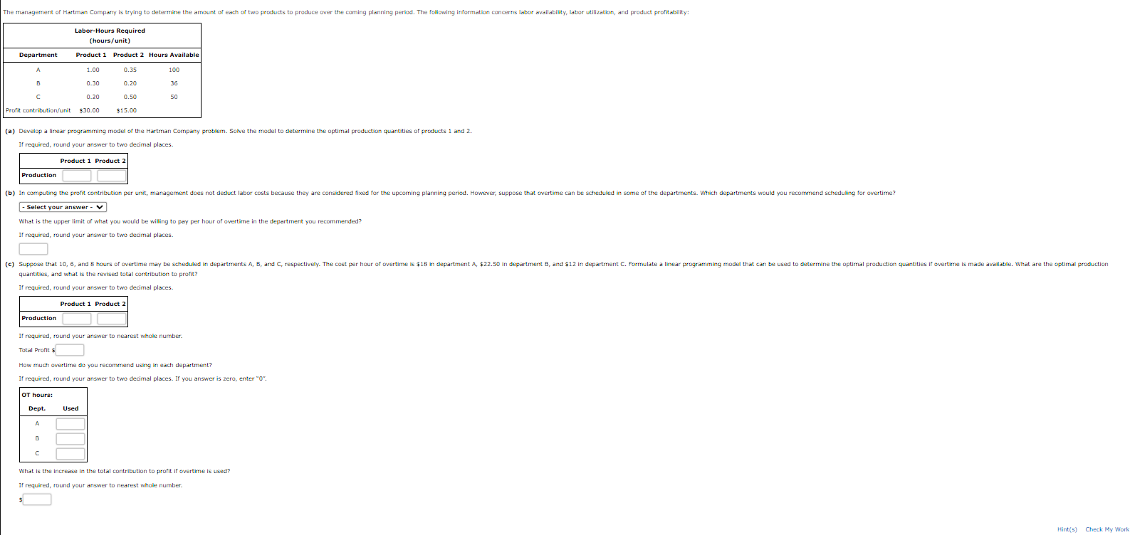 (a) Develop a linear programming model of the