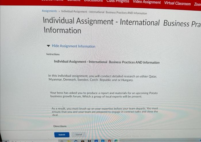 Progress Video Assignment Virtual Classroom Zoon