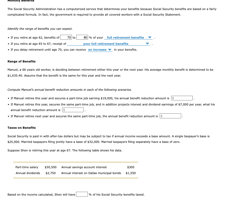 please answer blanks :) The Social Security