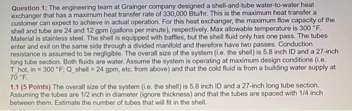 Question 1: The engineering team at Grainger