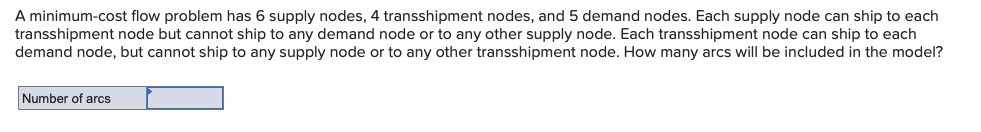 A minimum-cost flow problem has 6 supply nodes, 4