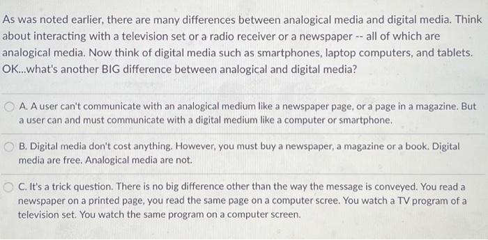 As was noted earlier, there are many differences