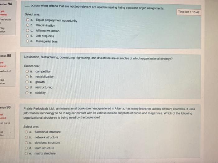 Question 91 The BCG portfolio planning model uses