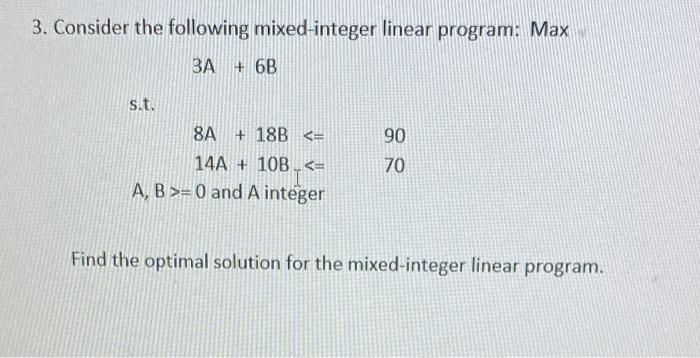 . Consider the following mixed-integer linear