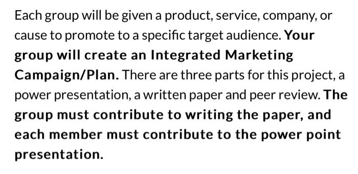 Please help! its for my Promotion class Each