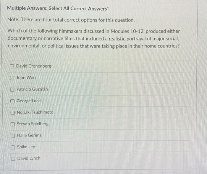 Multiple Answers: Select All Correct Answers*