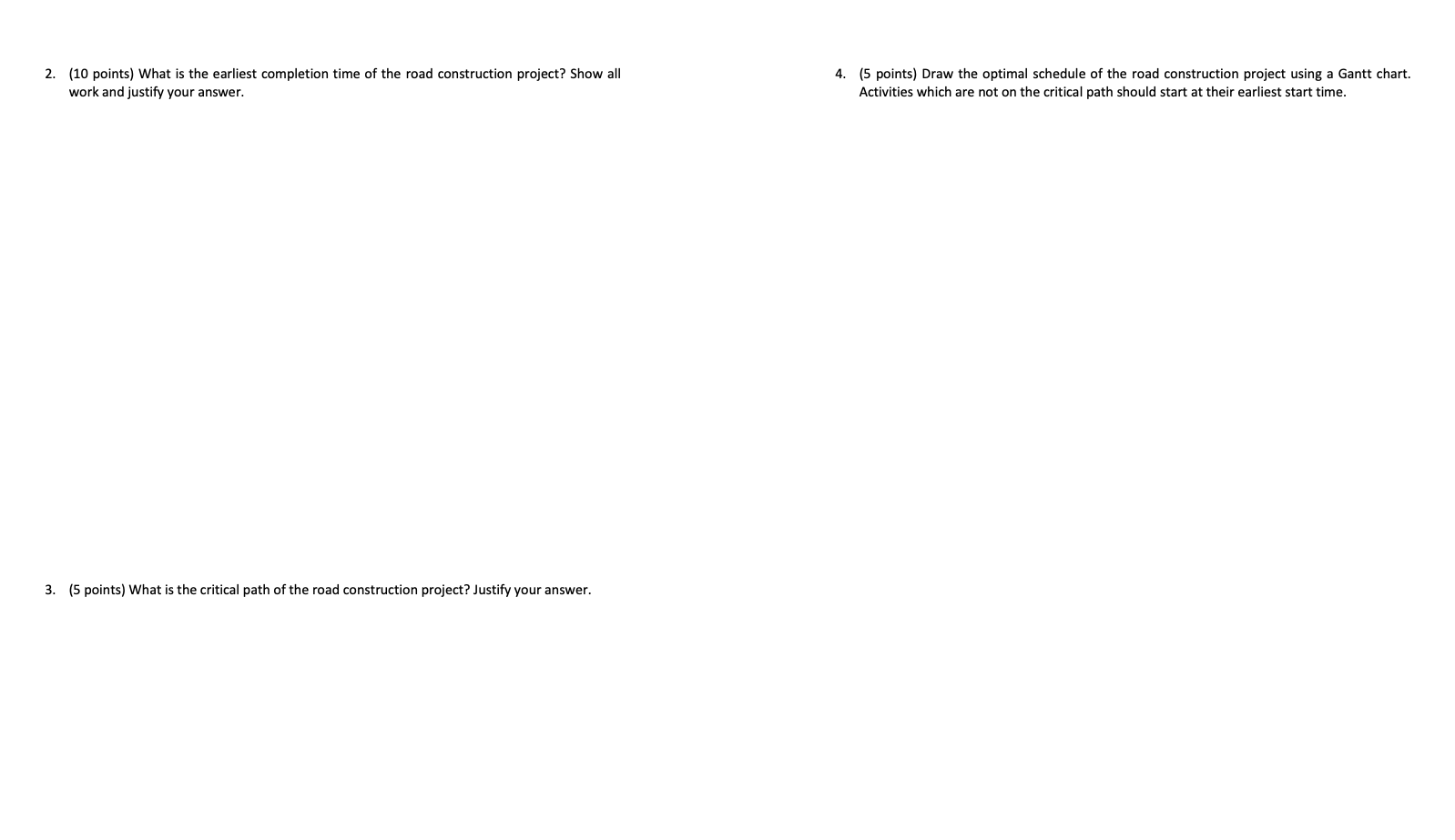 Problem 3: Project Scheduling (30 pts) A company