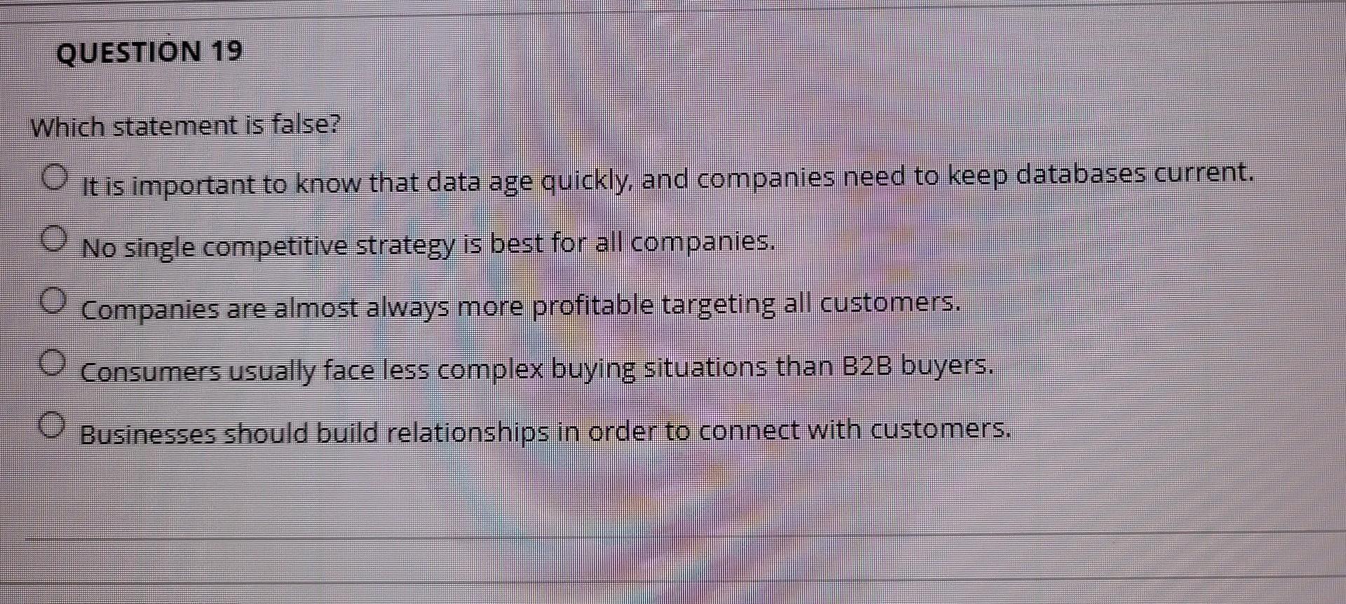 QUESTION 8 How does the business market differ