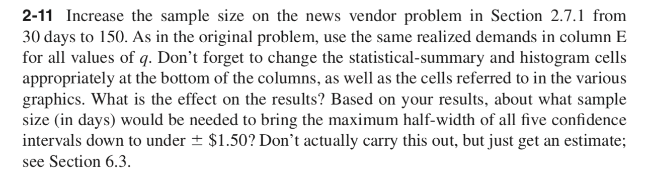 2-11 Increase the sample size on the news vendor