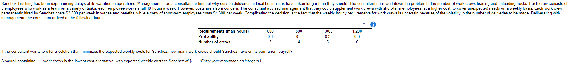 Sanchez Trucking has been experiencing delays at