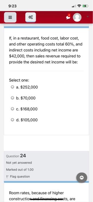 9:23 III marked ouCOTTON P Flag question A