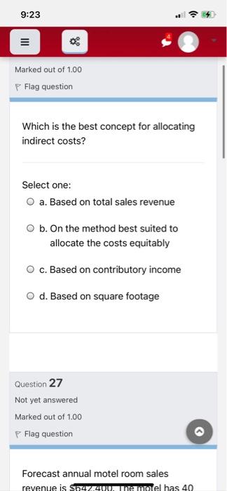 9:23 III marked ouCOTTON P Flag question A