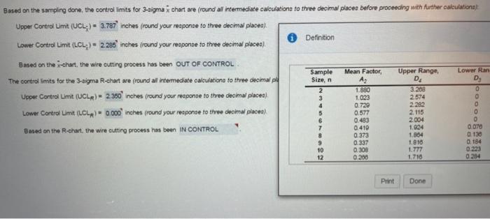 Refer to Table S6.1 - Factors for Computing