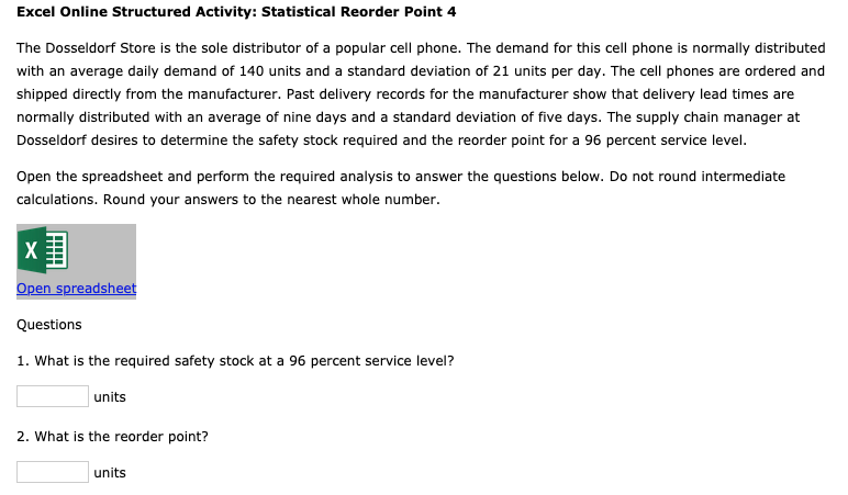 PLEASE PROVIDE EXCEL FORMULAS Excel Online