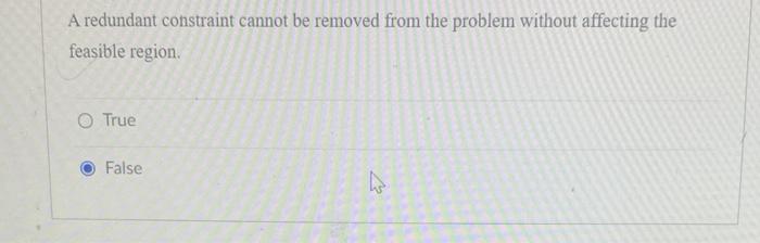 A redundant constraint cannot be removed from the