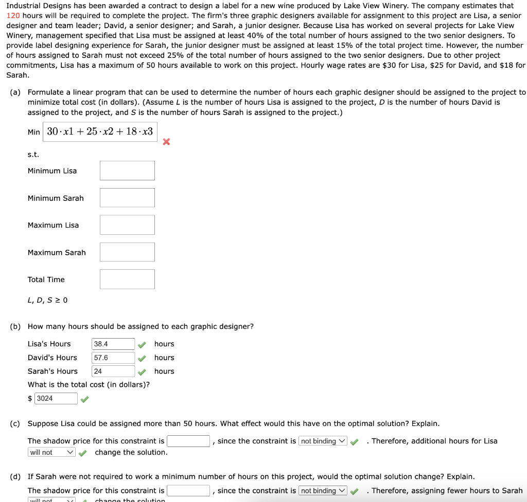 solve using excel, step by step: Industrial