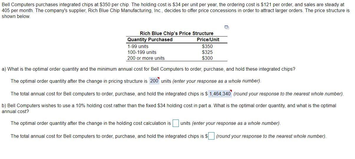Bell Computers purchases integrated chips at $350