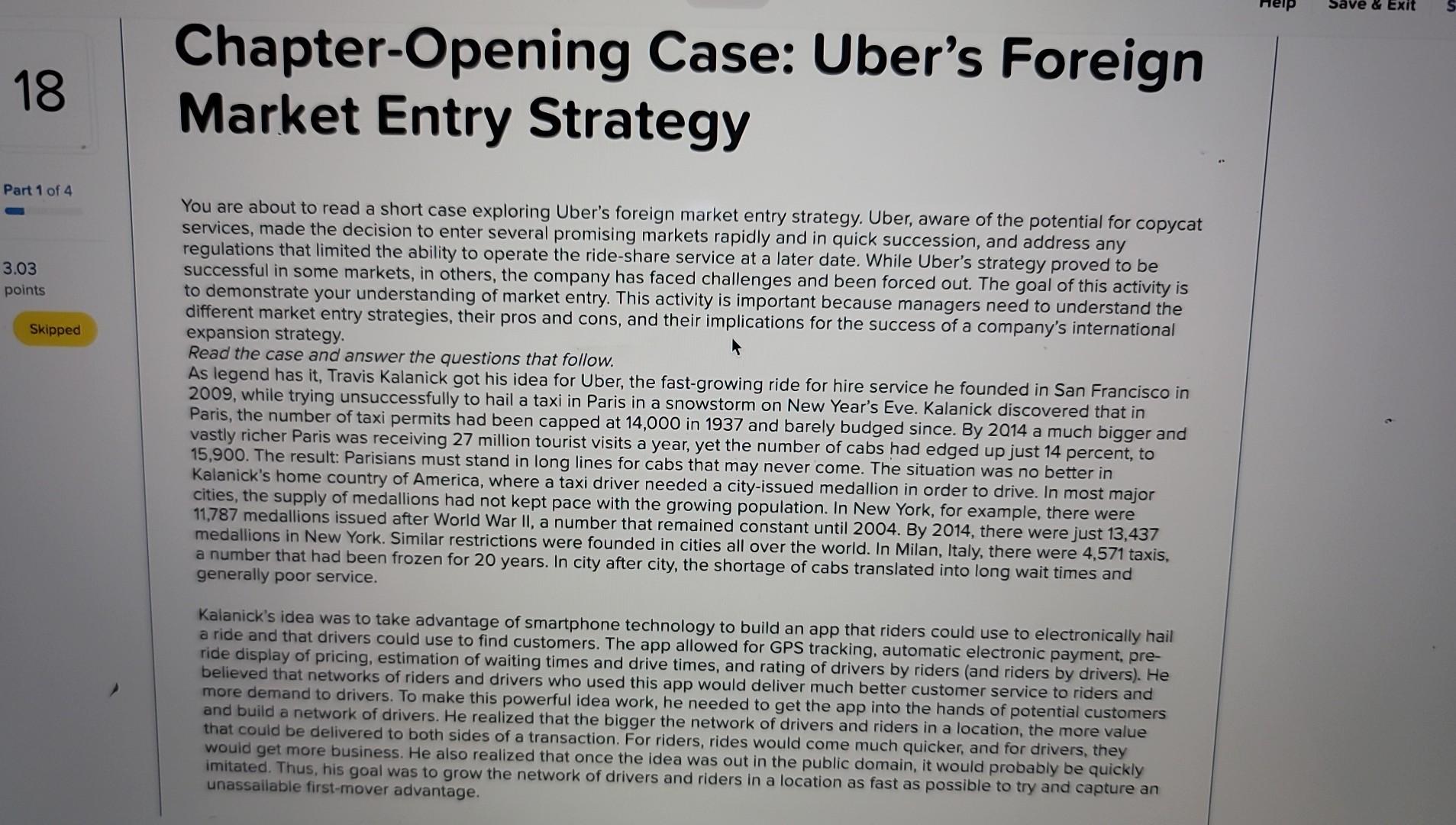 chapter-Opening case: uber's Foreien Narket Entry