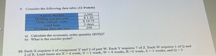 9. Consider the following data tablo (12 Points)