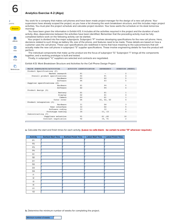 6 Analytics Exercise 4-2 (Algo) 2 points Sped