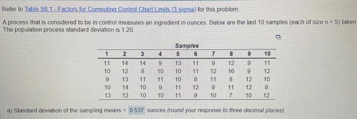 Refer to Table S61 - Factors for Computing