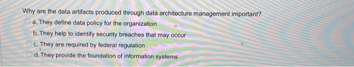 Why are the data artifacts produced through data