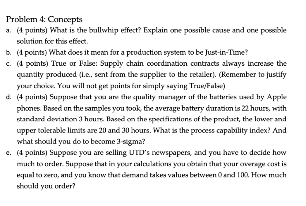 Please answer all the questions! Problem 4: