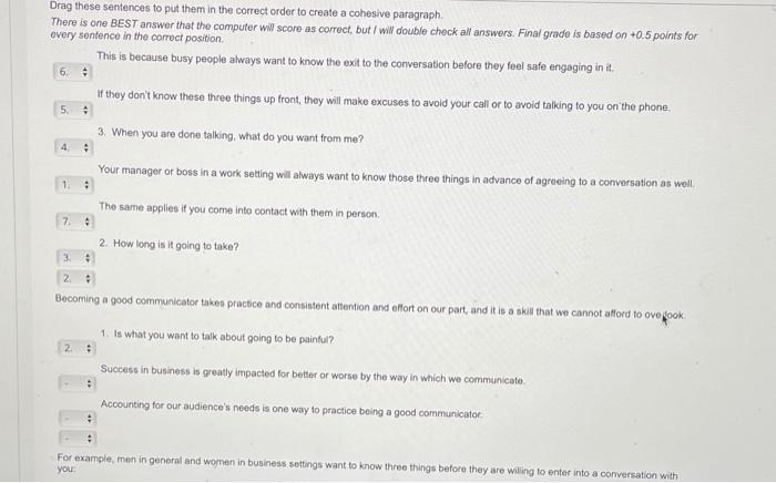 Please post in correct order! Drag these