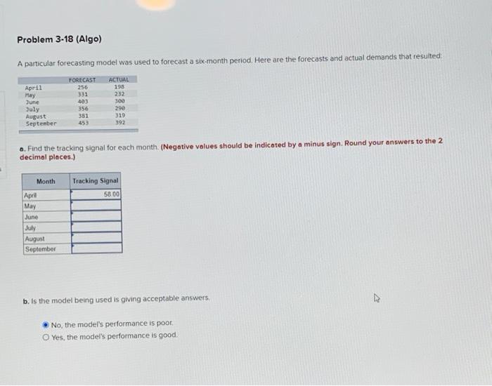 Problem 3-18 (Algo) A particular forecasting
