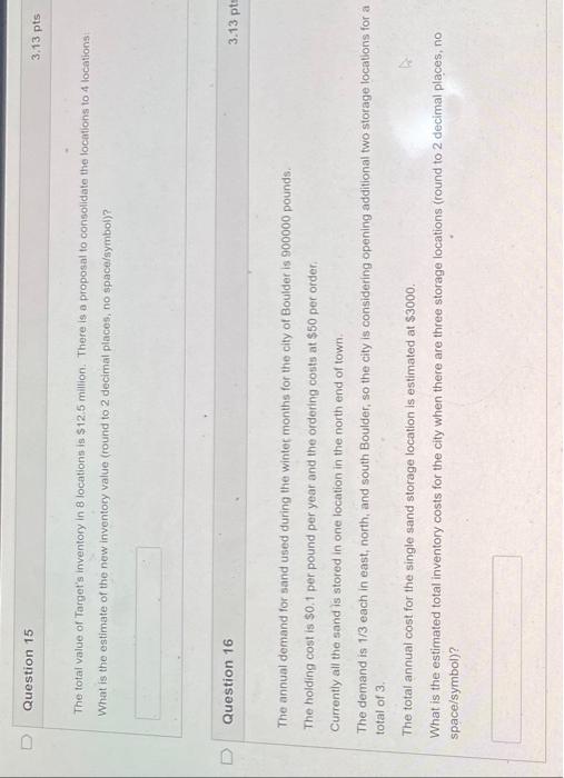 this is supply chain mgmt The total value of