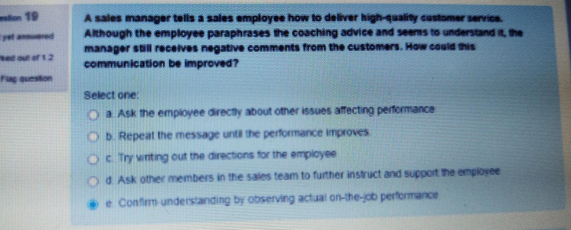 answer all question 1 2 3 o 19 Asales manager