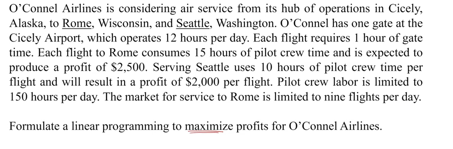 O'Connel Airlines is considering air service from