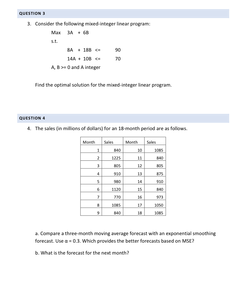QUESTION 3 3. Consider the following