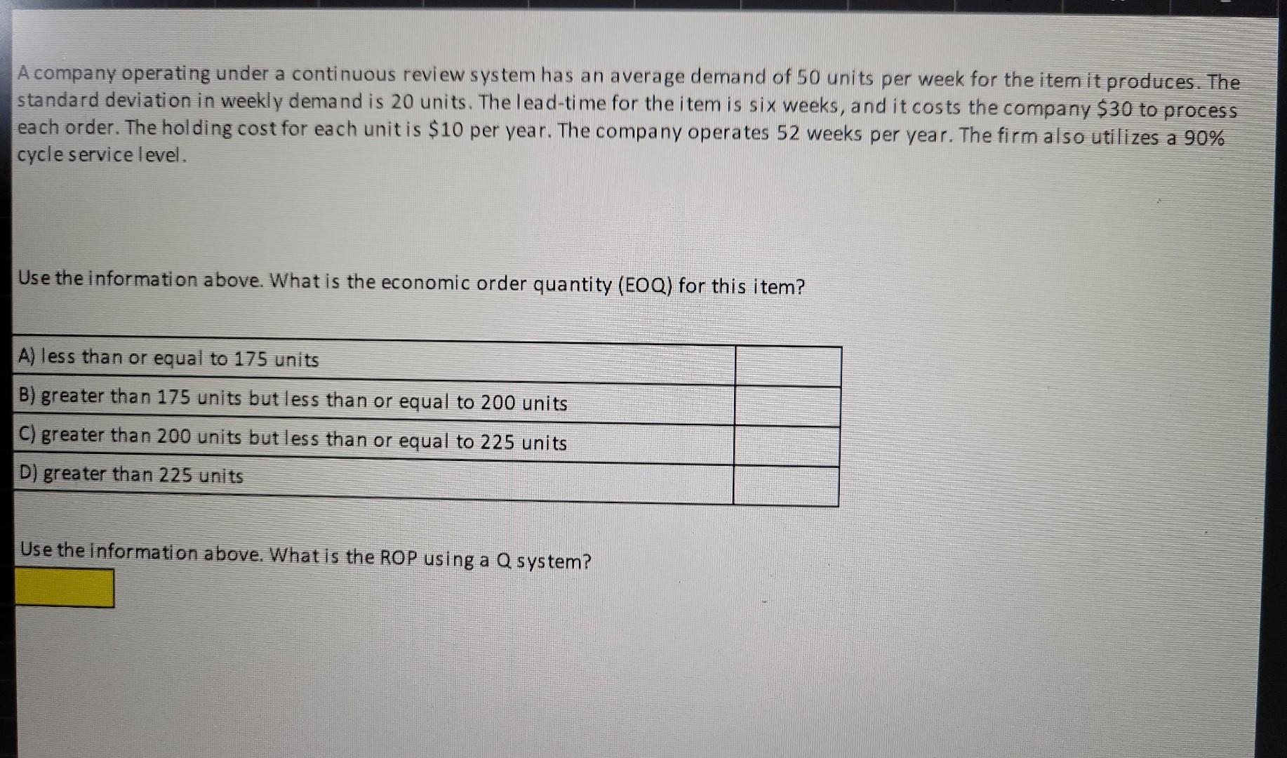 A company operating under a continuous review