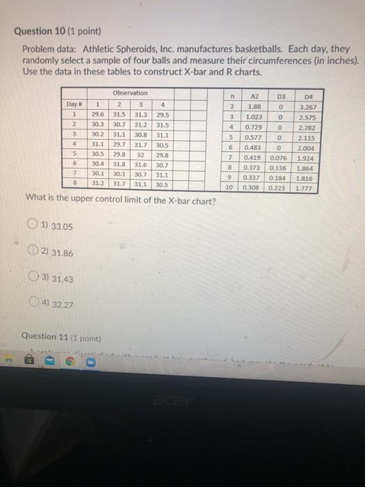 Question 10 (1 point) Problem data: Athletic