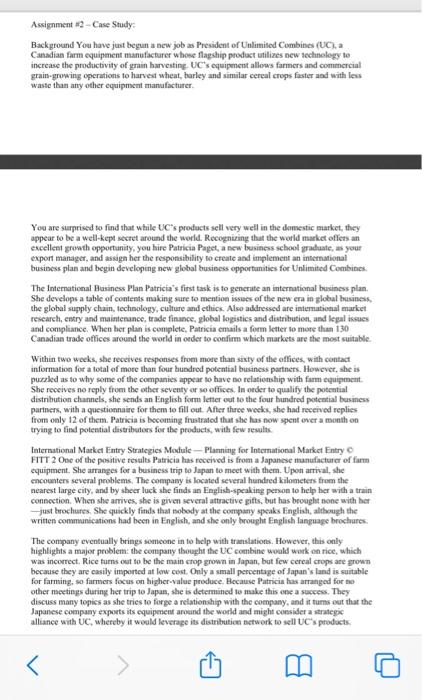 Assignment #2 - Case Study Background You have