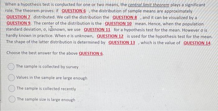 When a hypothesis test is conducted for one or