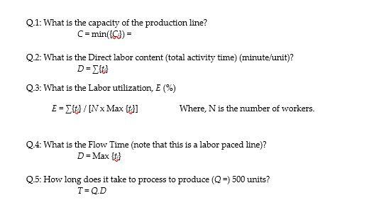 Topic 6: Logistics for Process Analysis Consider