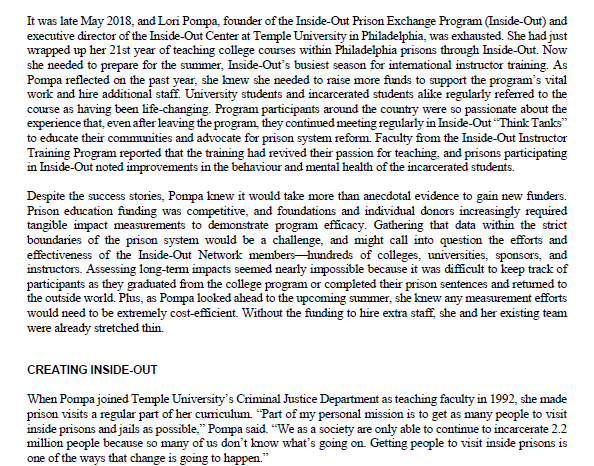 Case study of the "Inside-out" Prison Exchange